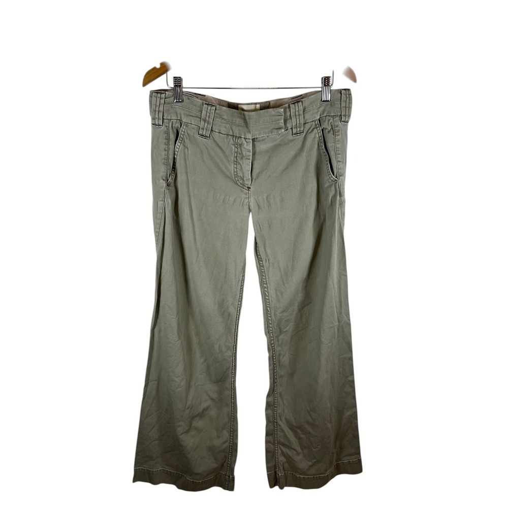 Cidra Anthropologie Low Rise Wide Leg Cargo Pant Green Khaki Lace Up Back 10 VTG